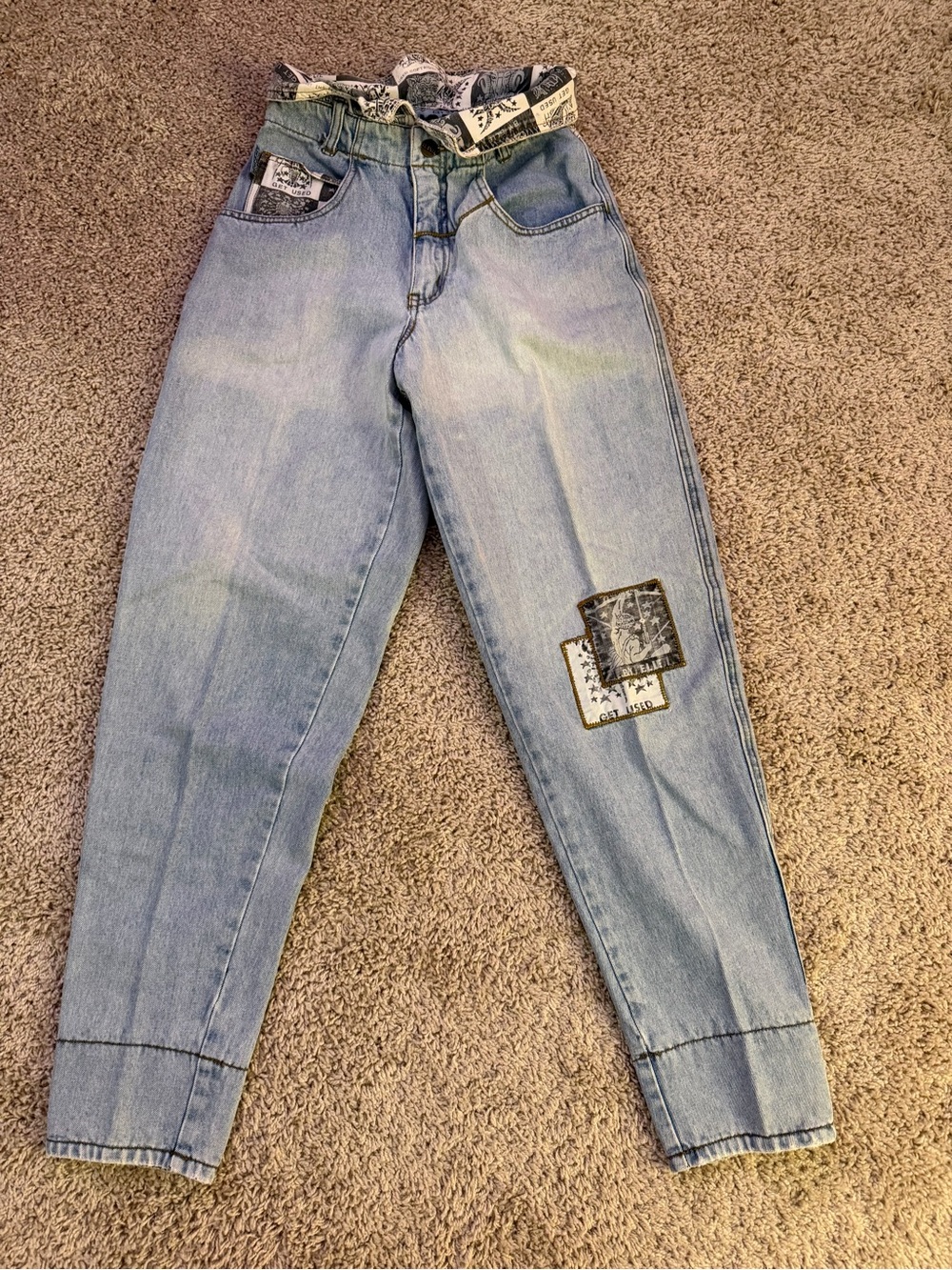 Vintage Get USED by Elie 1992 High Rise Mom Jeans Size 26 Patchwork Light Wash